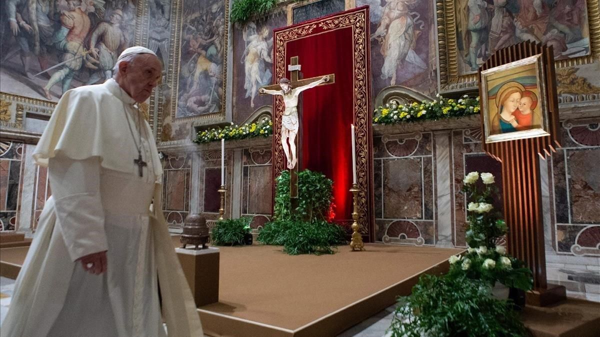 El papa Francisco, el domingo 24 de febrero, durante el cuarto día de la cumbre sobre los abusos sexuales en la Iglesia. El papa Francisco, el domingo 24 de febrero, durante el cuarto día de la cumbre sobre los abusos sexuales en la Iglesia.