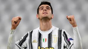 Morata celebra un gol con la Juventus.