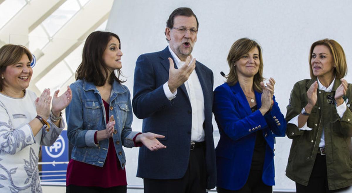 El presidente del Gobierno durante la presentación de las líneas maestras del programa electoral del PP, en Valencia el pasado sábado.