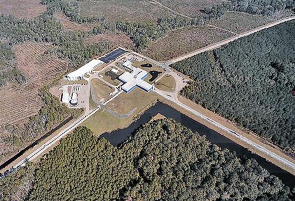 Imagen aérea del observatorio de ondas gravitacionales LIGO en Livingston (Luisiana, EEUU).