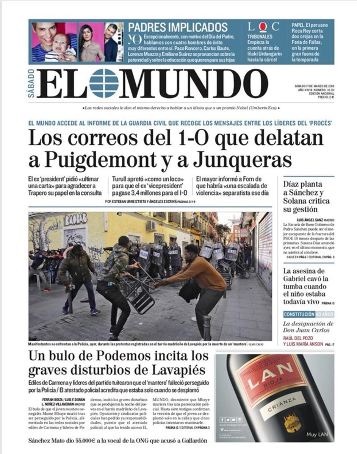 'El Mundo' exprime los 'e-mails' del 1-O de Puigdemont y Junqueras