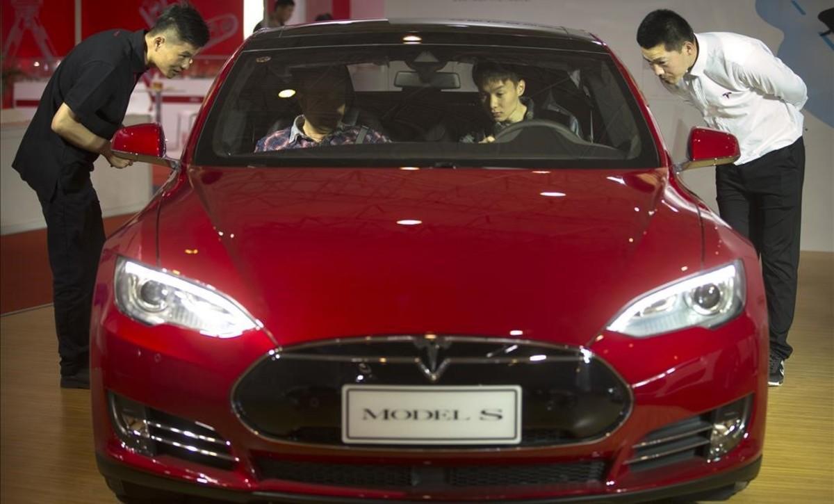 El Model S de Tesla en el Salón del Automóvil de Pekín.