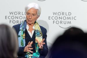 La presidenta del BCE, Christine Lagarde, en el Foro de Davos.