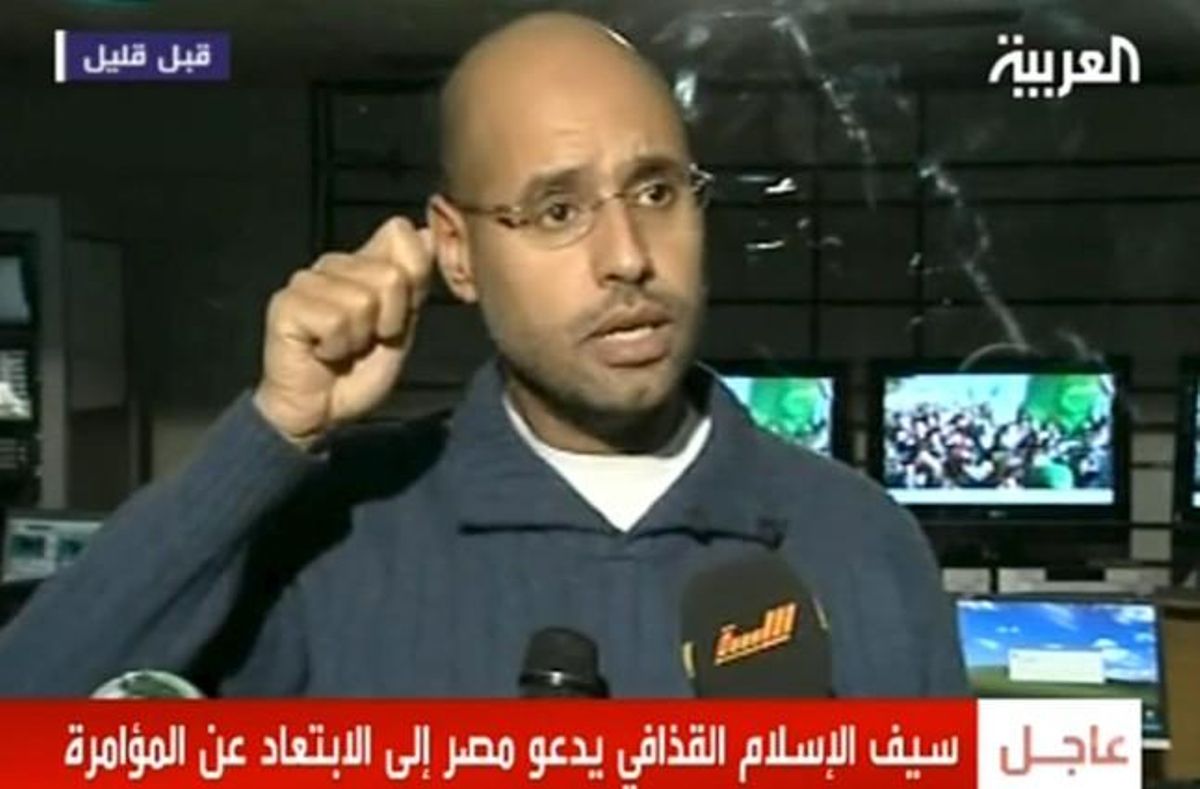 Saif al Islam Gadafi, en declaraciones a la televisión estatal libia. Saif al Islam Gadafi, en declaraciones a la televisión estatal libia.