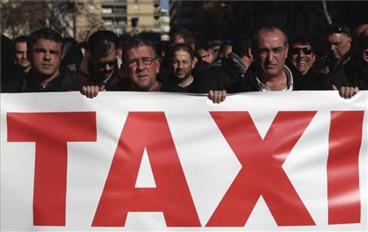 Manifestación de taxistas en Madrid este miércoles. Manifestación de taxistas en Madrid este miércoles.
