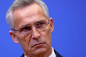 Jens Stoltenberg en la conferencia de prensa tras la reunión de la OTAN. 