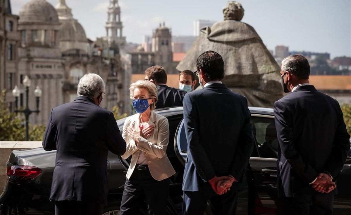 Llegada de la presidenta de la Comisión Europea, Ursula Von der Leyen, a la ciudad lusa de Oporto. Llegada de la presidenta de la Comisión Europea, Ursula Von der Leyen, a la ciudad lusa de Oporto.