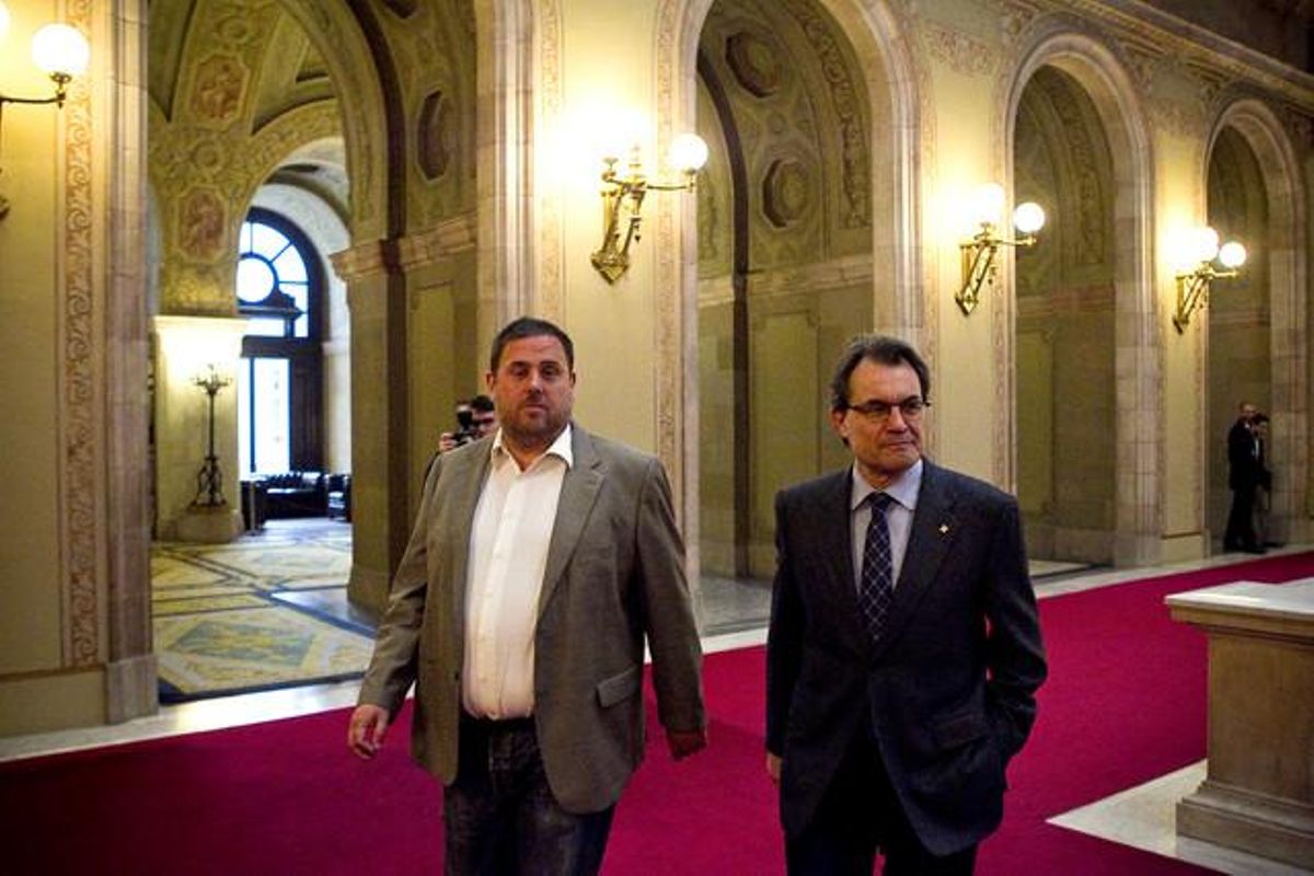 Oriol Junqueras y Artur Mas, la semana pasada en el Parlament. Oriol Junqueras y Artur Mas, la semana pasada en el Parlament.