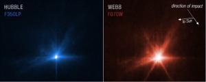 Webb y Hubble revelan espectaculares imágenes de la colisión de la sonda DART con un asteroide