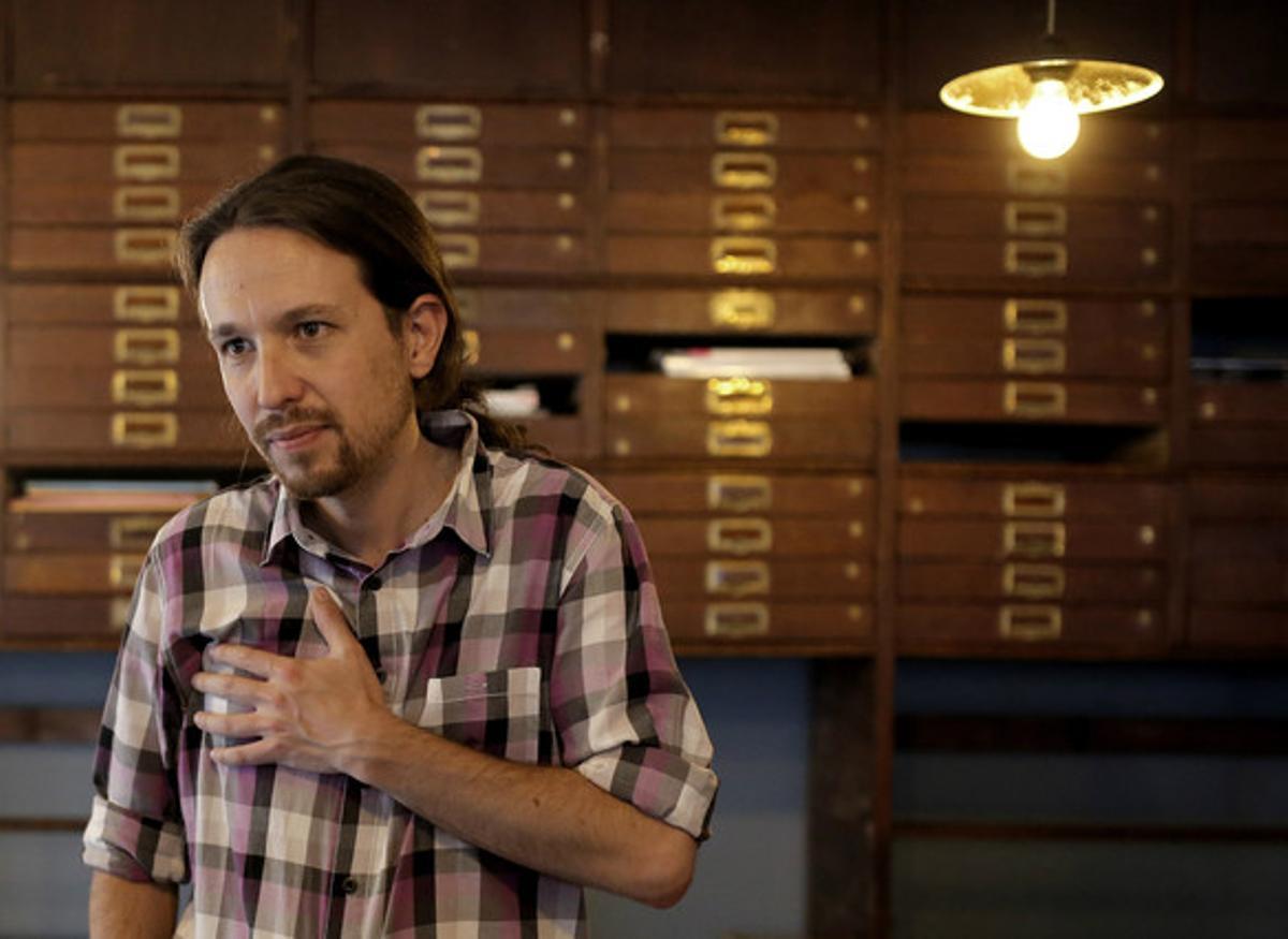 Pablo Iglesias, en un bar de Malasaña (Madrid). Pablo Iglesias, en un bar de Malasaña (Madrid).
