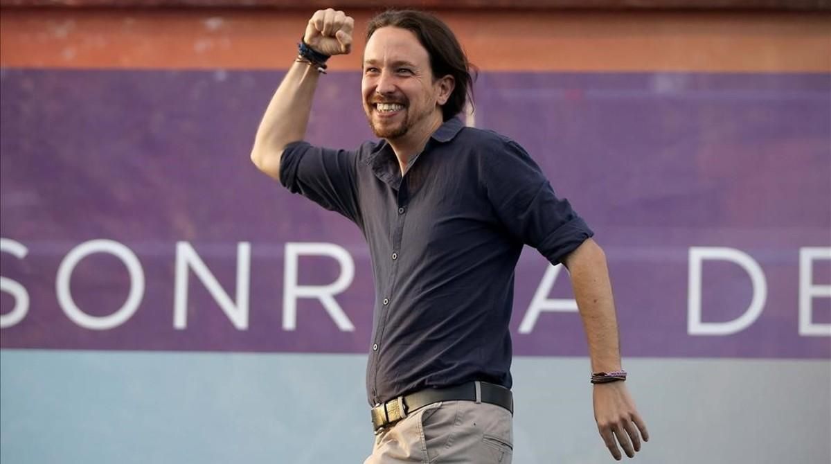Pablo Iglesias en el mitin del cierre de la campaña del 26-J, en Madrid. Pablo Iglesias en el mitin del cierre de la campaña del 26-J, en Madrid.