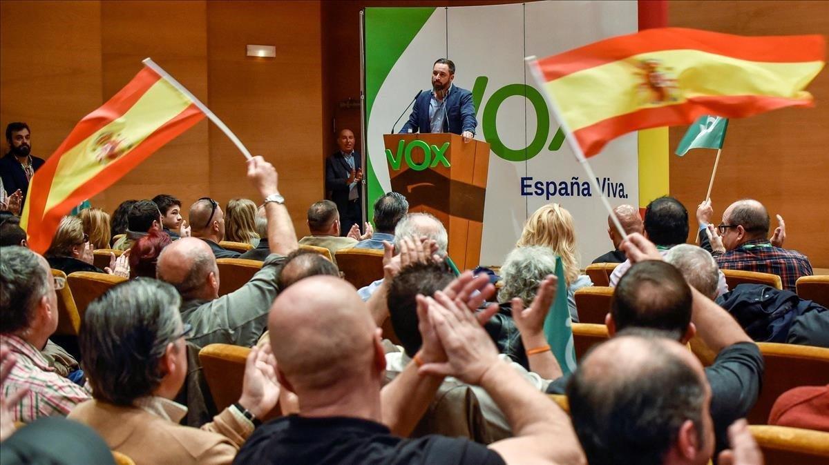 Santiago Abascal, en un acto reciente de su partido en Bilbao.