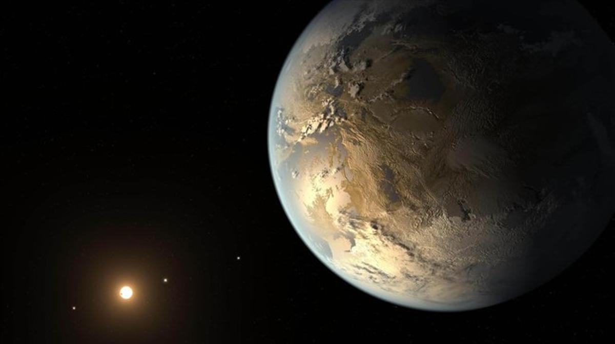Simulación artística de Kepler-186f, el primer planeta rocoso del tamaño de la Tierra localizado en la ’zona habitable’ de su sistema.
