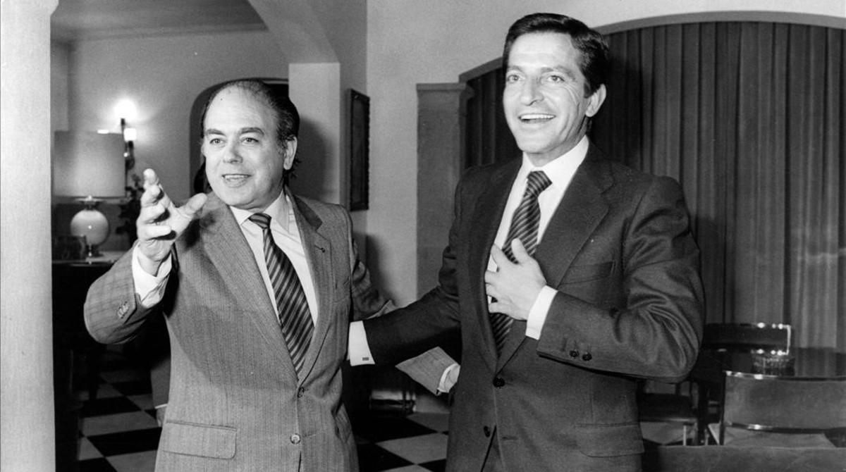 Jordi Pujol y Adolfo Suárez, en un areunión de 1981. Jordi Pujol y Adolfo Suárez, en un areunión de 1981.