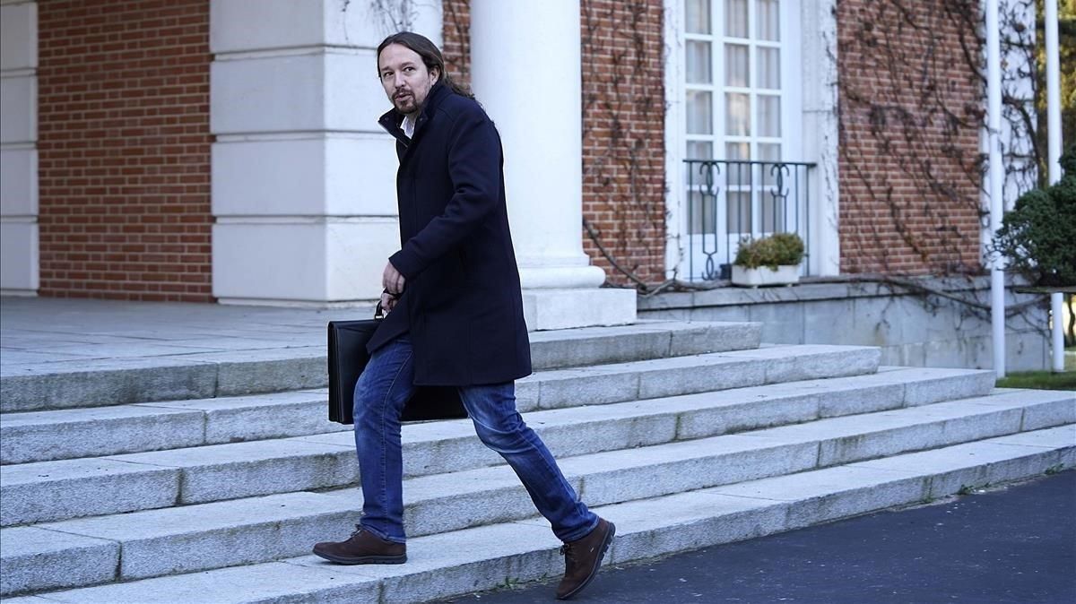 Pablo Iglesias, el pasado martes antes de entrar en la primera reunión del Consejo de Ministros. Pablo Iglesias, el pasado martes antes de entrar en la primera reunión del Consejo de Ministros.