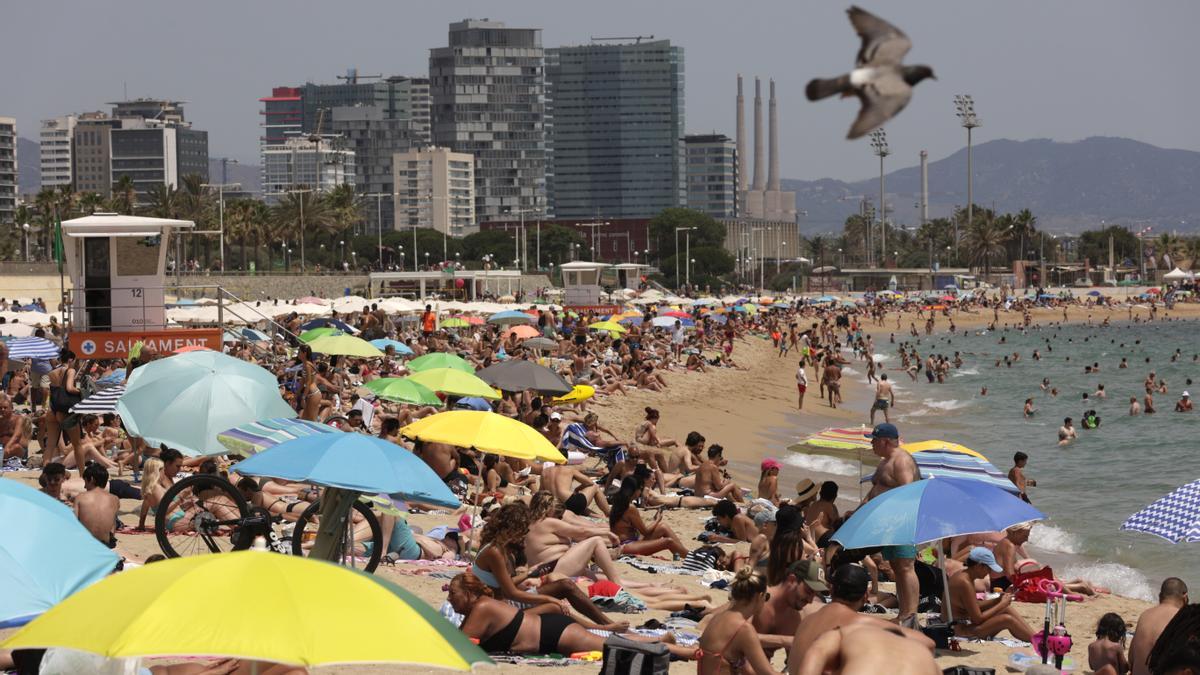 Las playas de Barcelona se llenan en el primer fin de semana de julio