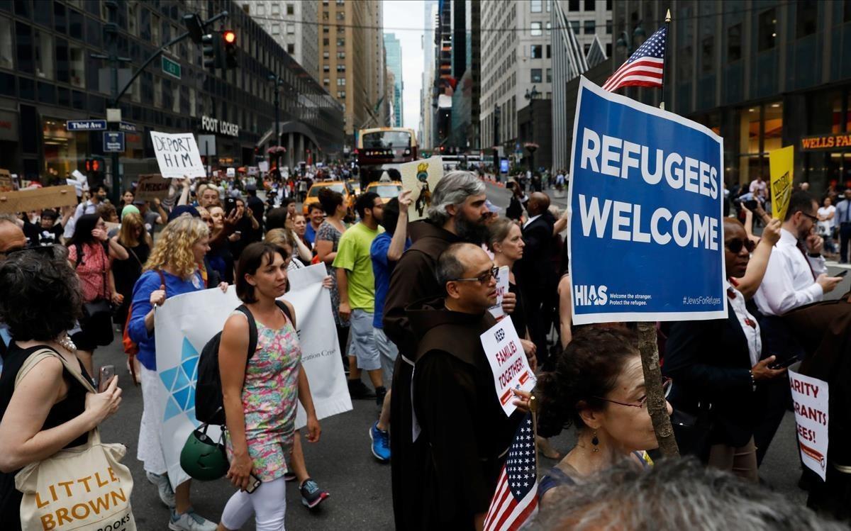 Protestas contra Trump por la separación de las familias de inmigrantes en Nueva York.