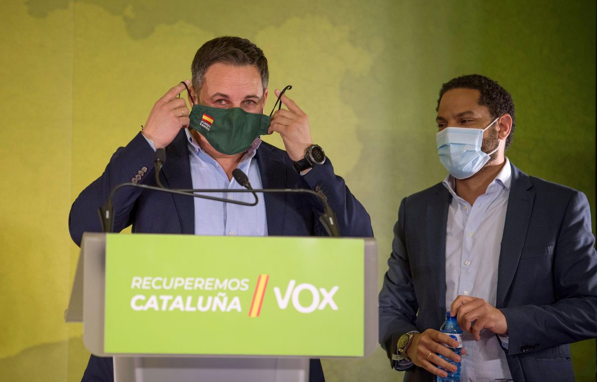 Abascal y Garriga, durante la noche electoral. Abascal y Garriga, durante la noche electoral.