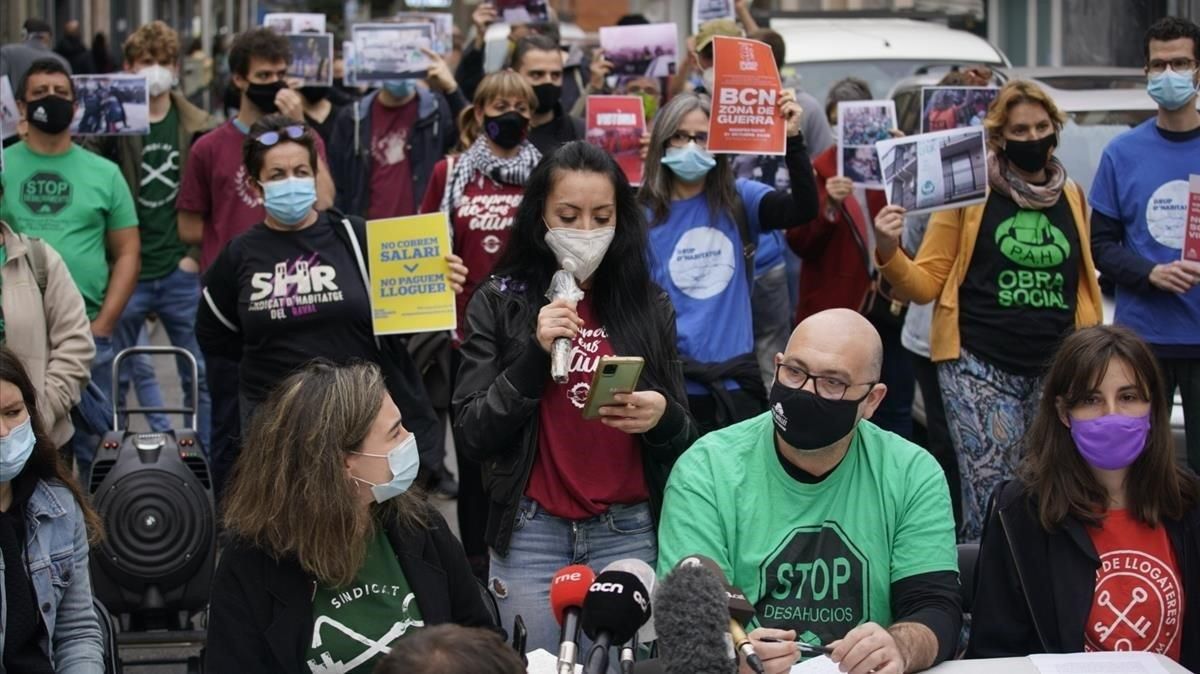 Rueda de prensa del movimiento en defensa de vivienda, este miércoles. Rueda de prensa del movimiento en defensa de vivienda, este miércoles.