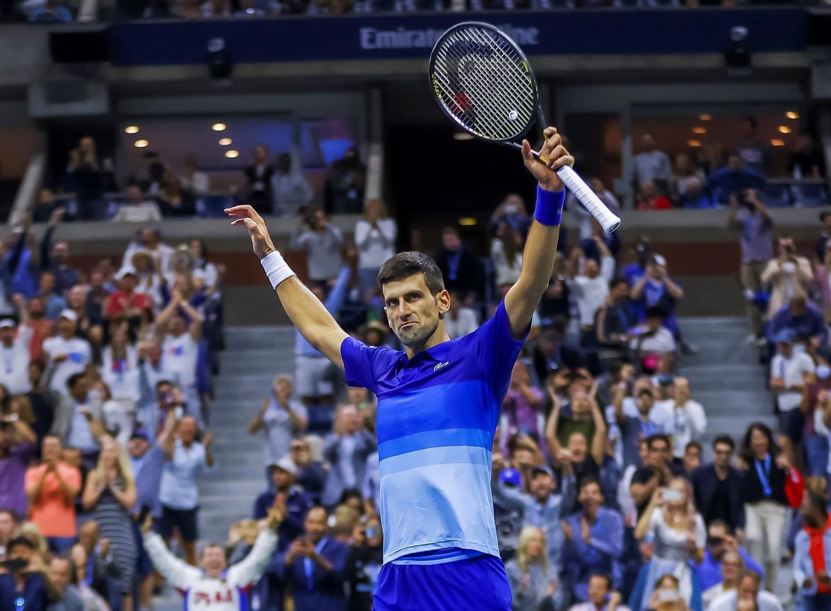 Djokovic celebra su victoria en las semifinales del Abierto de EEUU. Djokovic celebra su victoria en las semifinales del Abierto de EEUU.