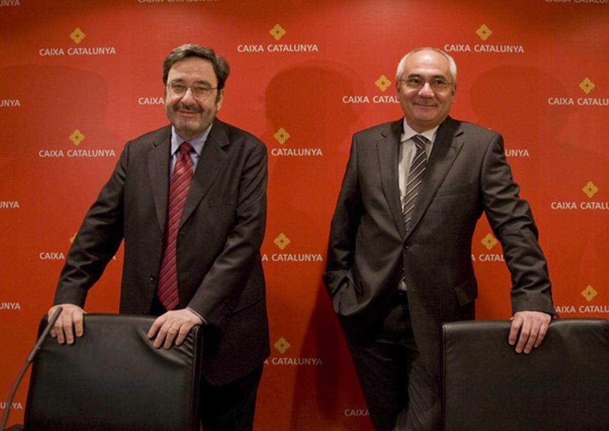 L’expresident de Catalunya Caixa Narcís Serra i l’exdirector general Adolf Todó, en una imatge de febrer del 2009.
