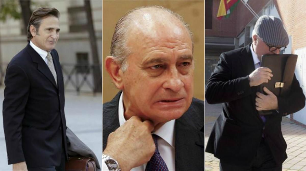 Josep Pujol Ferrusola, Jorge Fernández Díaz y el comisario José Villarejo, exnúmero dos de la Policía. Josep Pujol Ferrusola, Jorge Fernández Díaz y el comisario José Villarejo, exnúmero dos de la Policía.