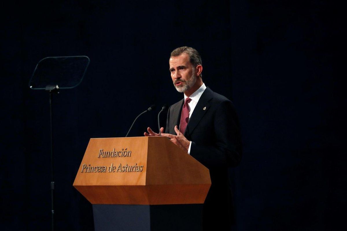 El rey Felipe VI, durante la ceremonia de los Premios Princesa de Asturias. El rey Felipe VI, durante la ceremonia de los Premios Princesa de Asturias.