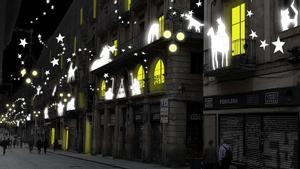 Recreación de las figuras iluminadas que Barcelona instalará en lugar del pesebre esta Navidad.