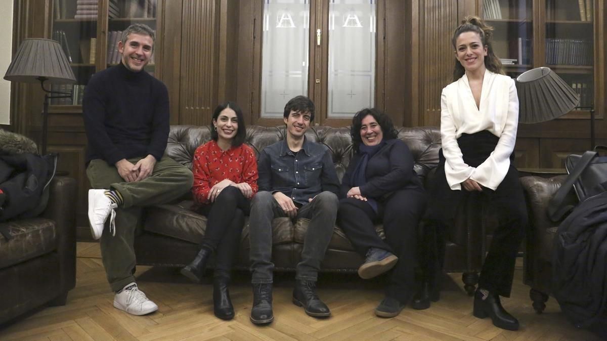 César Esteban Alenda, Celia Rico, José Esteban Alenda, Arantxa Echevarría y Andrea Jaurrieta, en la Academia del Cine Español César Esteban Alenda, Celia Rico, José Esteban Alenda, Arantxa Echevarría y Andrea Jaurrieta, en la Academia del Cine Español