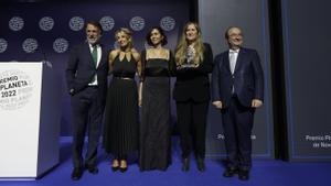 José Creuheras, Yolanda Díaz, Cristina Campos, Luz Gabás y Miquel Iceta, en la gala del Planeta, ayer.