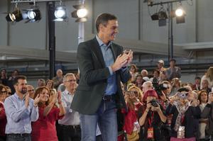 Pedro Sánchez, durante el mitin del PSOE en Valladolid.