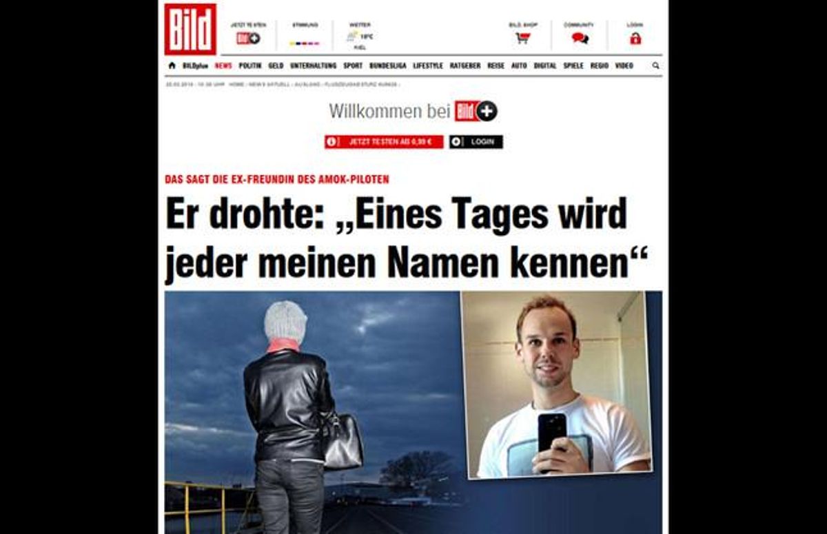 Las declaraciones de la exnovia de Andreas Lubitz, en el diario alemán ’Bild’. Las declaraciones de la exnovia de Andreas Lubitz, en el diario alemán ’Bild’.