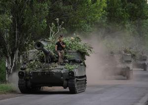 Blindados de las tropas de Ucrania en la región de Donetsk.