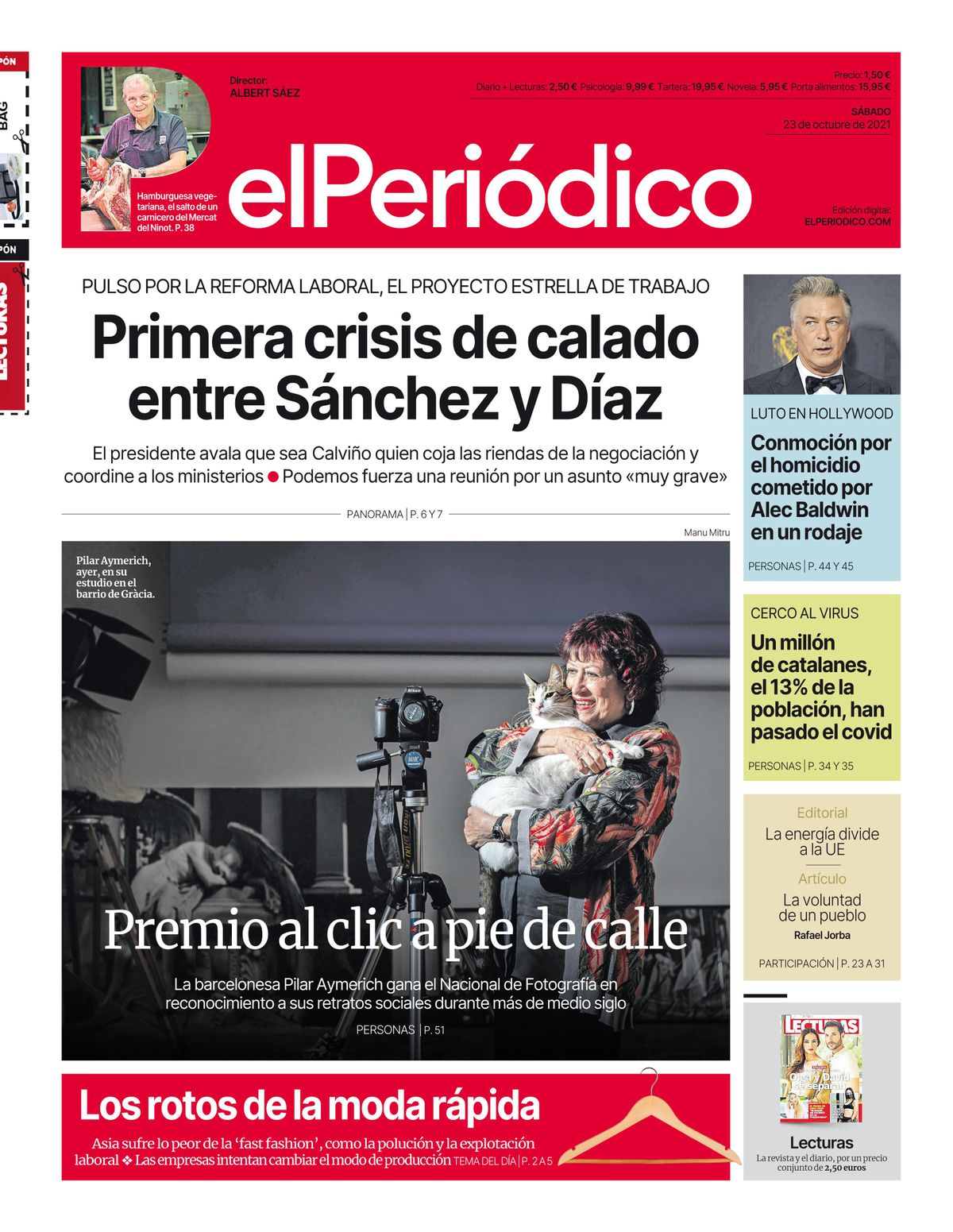La portada de EL PERIÓDICO del 23 de octubre de 2021 La portada de EL PERIÓDICO del 23 de octubre de 2021