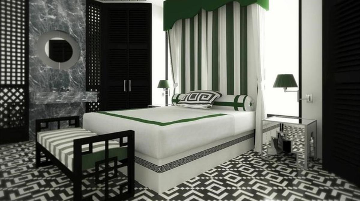 Imagen de una habitación del Hotel Anna, que abrirá Room Mate este verano en la calle de Aragó.