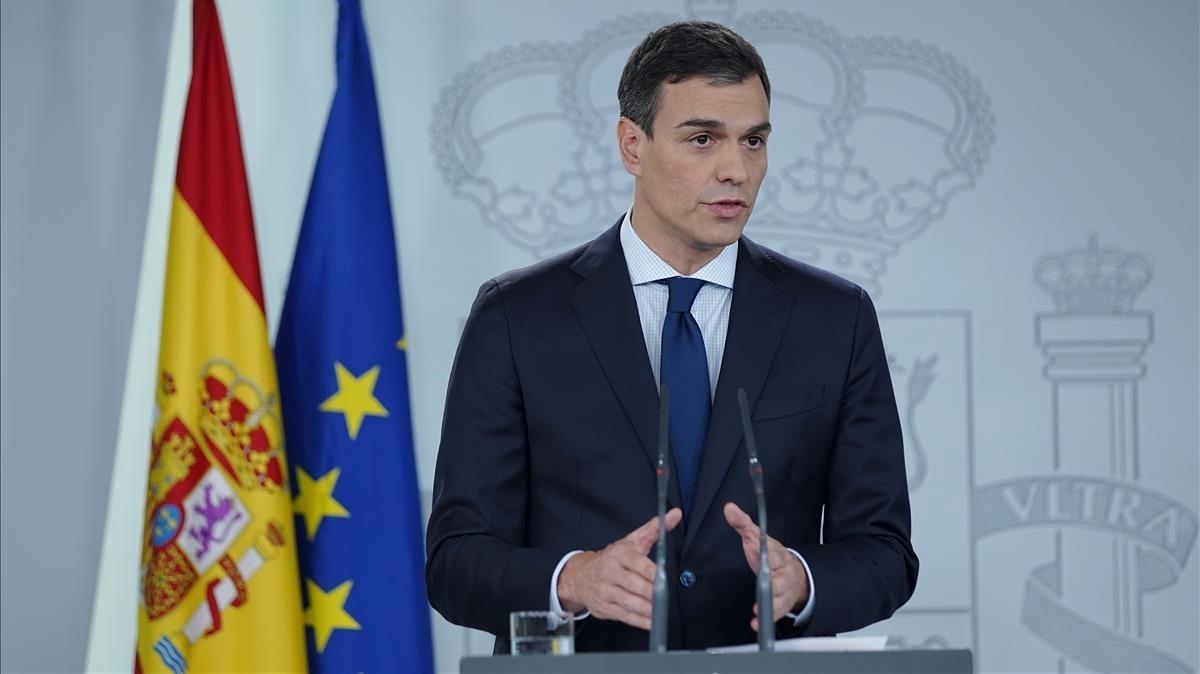 Pedro Sánchez, en la Moncloa, este miércoles. Pedro Sánchez, en la Moncloa, este miércoles.