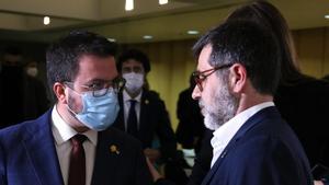 Pere Aragonès y Jordi Sànchez, el pasado 23 de marzo.