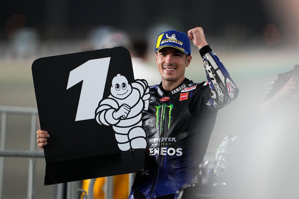 Maverick Viñales (Yamaha) celebra, este año, su victoria en Catar. Maverick Viñales (Yamaha) celebra, este año, su victoria en Catar.