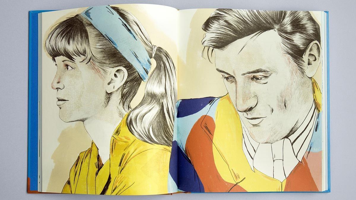 Ilustración de Sylvia Plath y Ted Hughes.