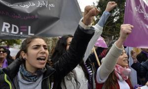 Mujeres libanesas protestan contra el matrimonio infantil en Beirut el pasado dos de marzo.