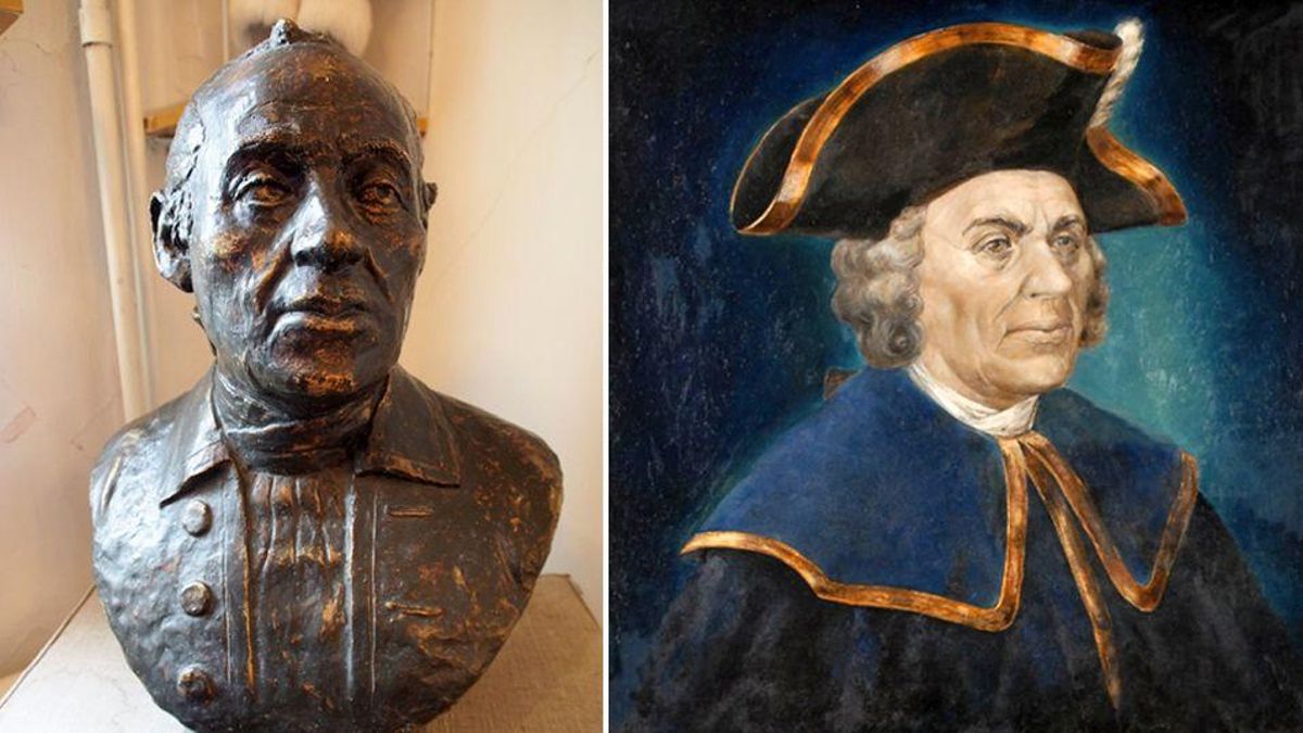 Reconstrucción del rostro de Bering tras el hallazgo de sus restos en 1991. Reconstrucción del rostro de Bering tras el hallazgo de sus restos en 1991.