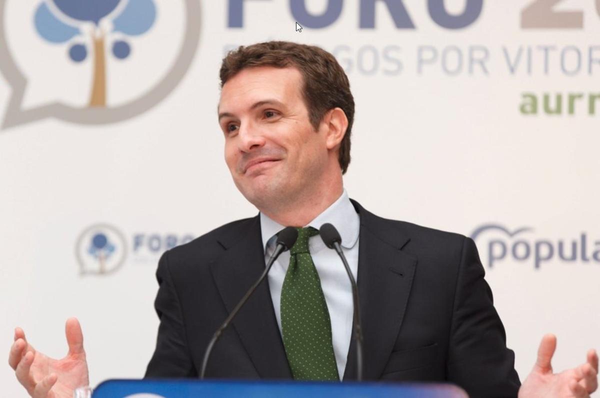 Pablo Casado, el pasado martes en un acto en Vitoria. Pablo Casado, el pasado martes en un acto en Vitoria.