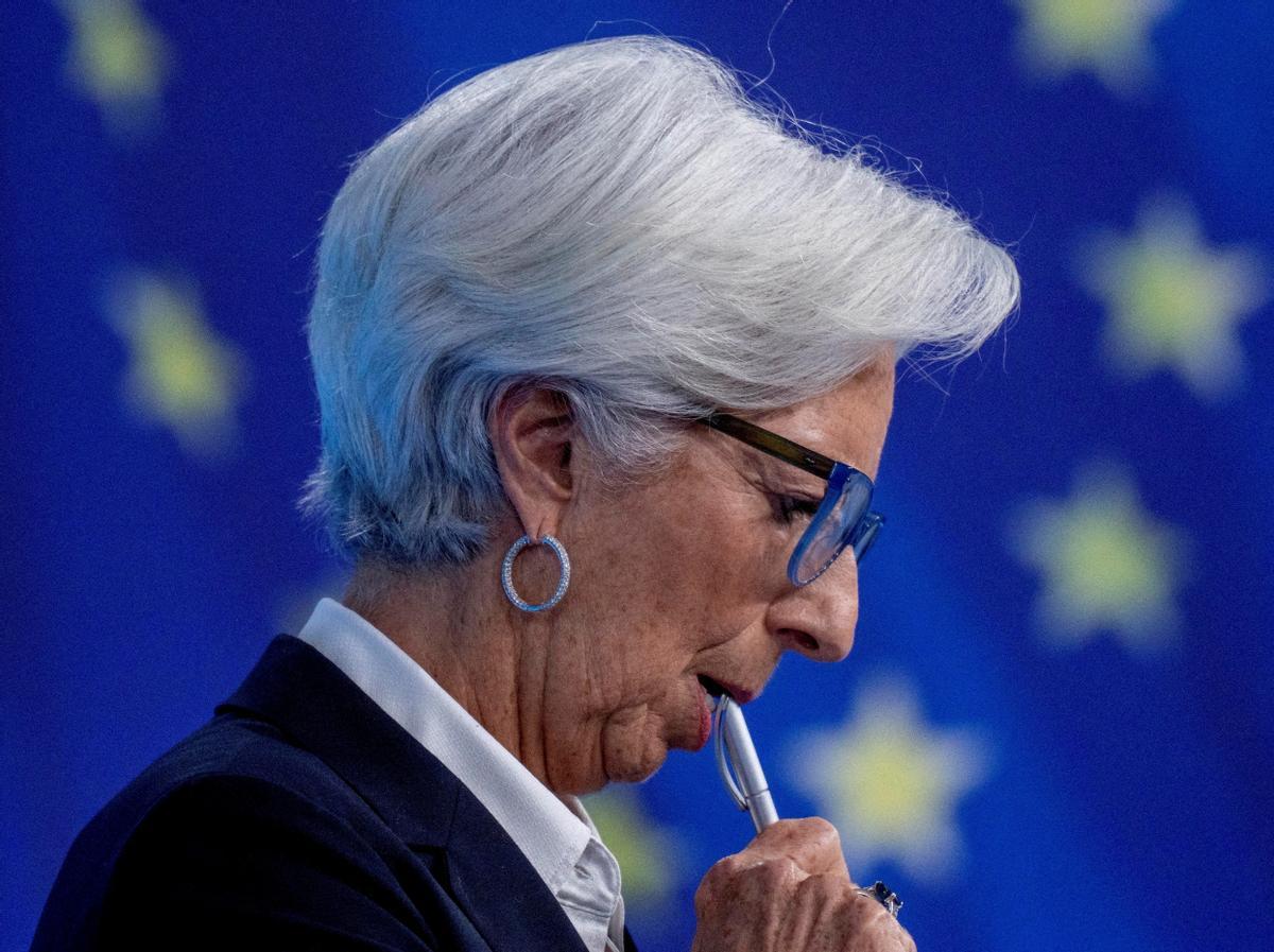 La presidenta del BCE, Christine Lagarde, tras una reunión de la institución en febrero de 2022.