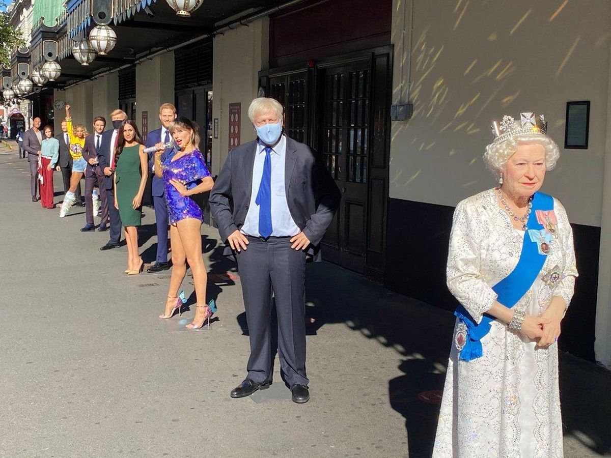 Las figuras del museo Madame Tussauds, preparadas para su próxima reapertura, el sábado. Las figuras del museo Madame Tussauds, preparadas para su próxima reapertura, el sábado.