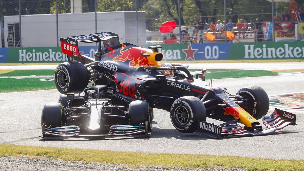 Colisión en Monza entre Hamilton y Verstappen