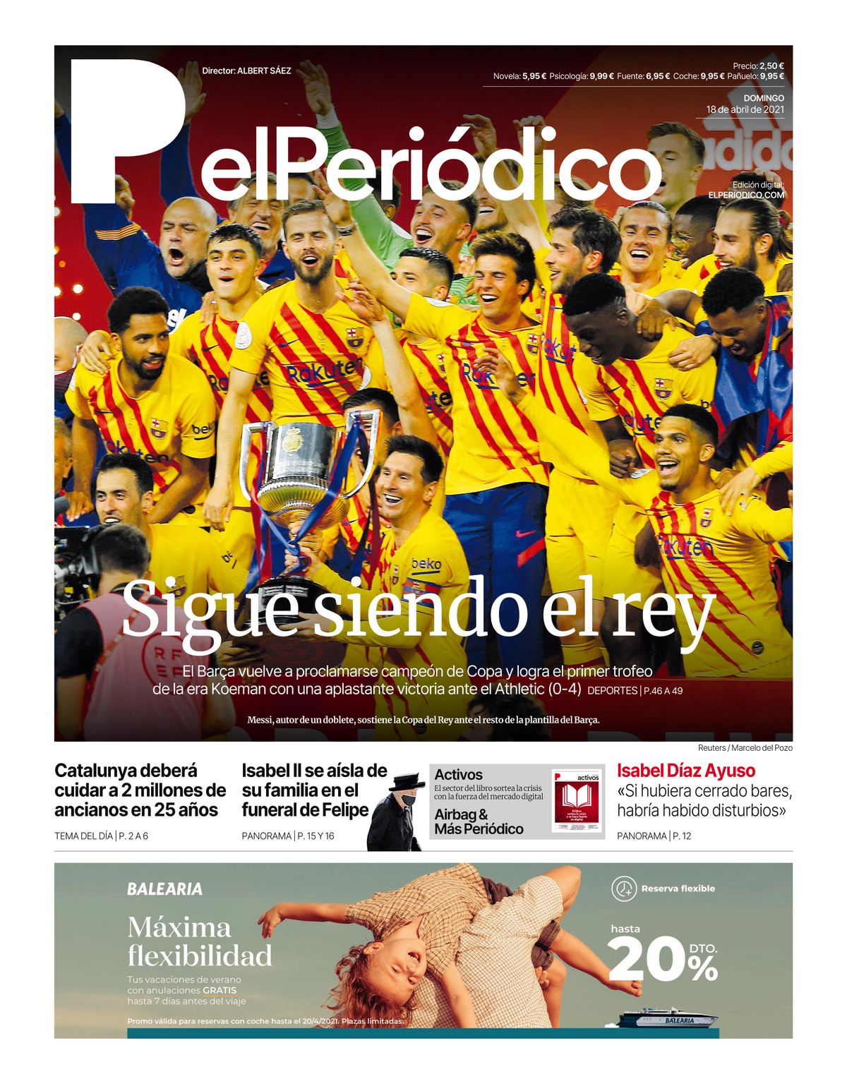 La portada de EL PERIÓDICO del 18 de abril de 2021. La portada de EL PERIÓDICO del 18 de abril de 2021.