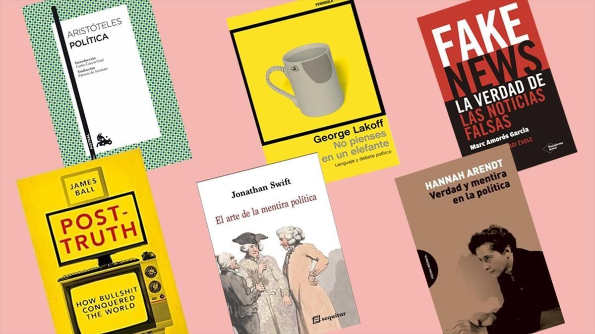 Algunos de los títulos recogidos en la sección Libros para entender+ la campaña, que explican las verdades y medias verdades de las campañas políticas. Algunos de los títulos recogidos en la sección Libros para entender+ la campaña, que explican las verdades y medias verdades de las campañas políticas.