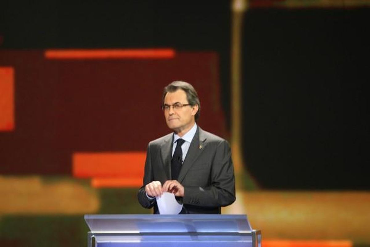 Artur Mas, durante el debate de este domingo en TV-3. Artur Mas, durante el debate de este domingo en TV-3.