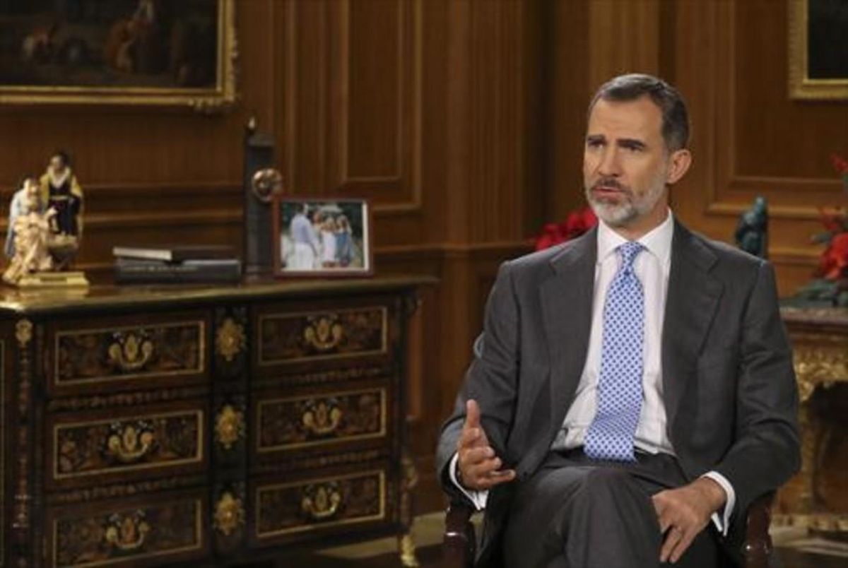 El rey Felipe VI, durante una intervención televisada. El rey Felipe VI, durante una intervención televisada.