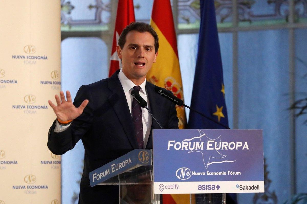 El presidente de Ciudadanos, Albert Rivera, en el desayuno informativo protagonizado por Ignacio Aguado en Madrid. El presidente de Ciudadanos, Albert Rivera, en el desayuno informativo protagonizado por Ignacio Aguado en Madrid.